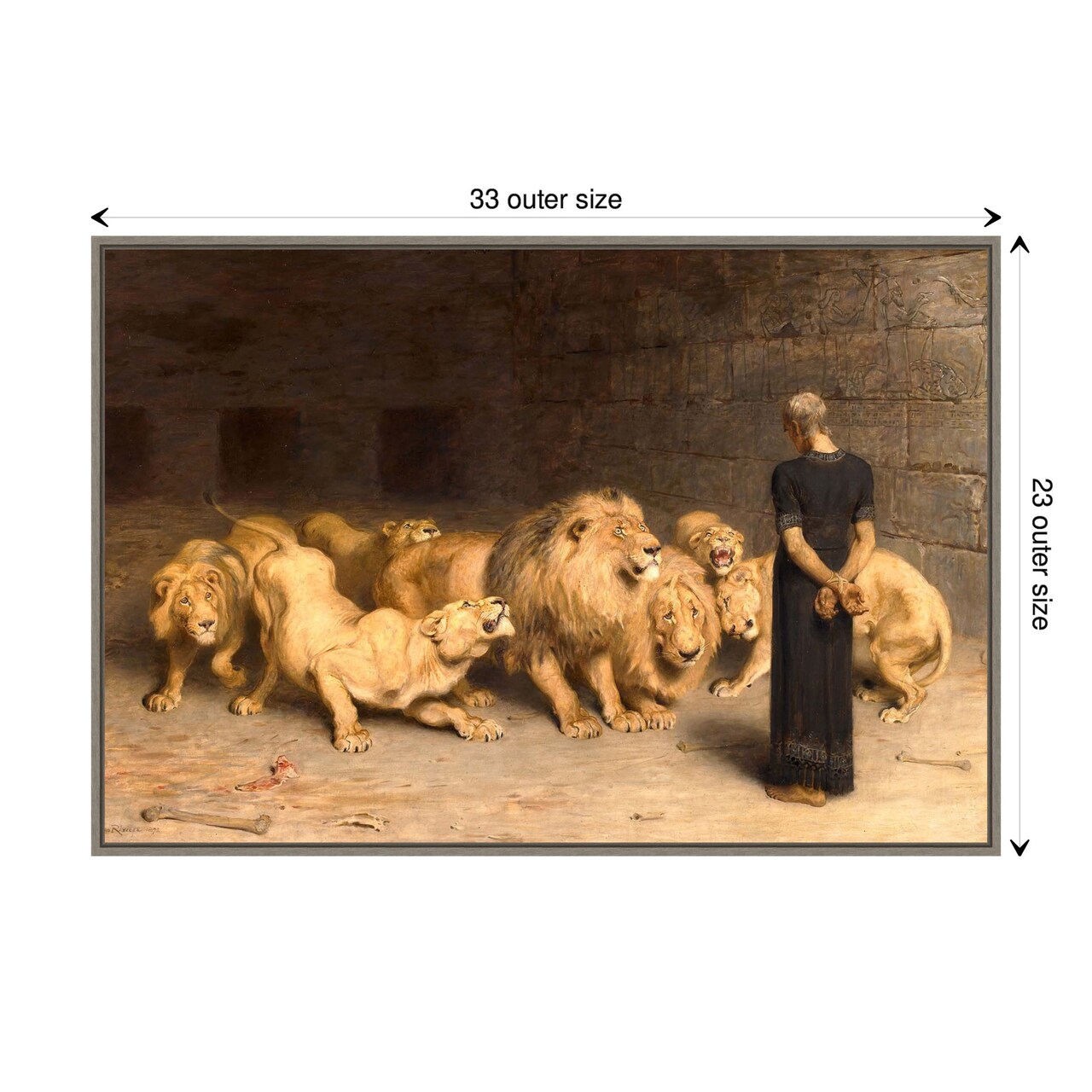 Daniel in the Lions Den 1872 by Briton Riviere Canvas Wall Art Print Framed